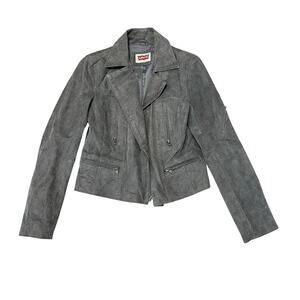 Levi's Women's Gray Suede Genuine Leather Moto Biker Jacket Small